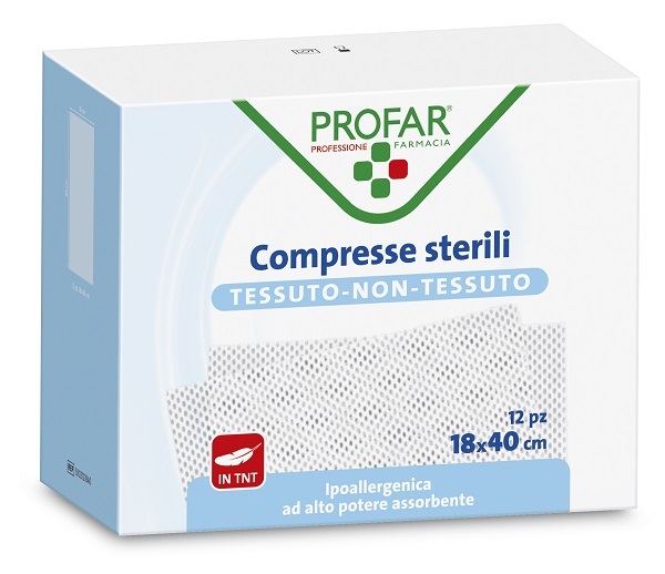 GARZA COMPRESSA TESSUTO NON TESSUTO 18X40 CM 12 PEZZI PROFAR - Farmacia Puddu Baire S.r.l.