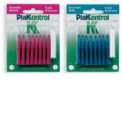 PLAKKONTROL SCOVOLINO MINI 0,6 MM 8 PEZZI + MANICO - Farmacia Puddu Baire S.r.l.