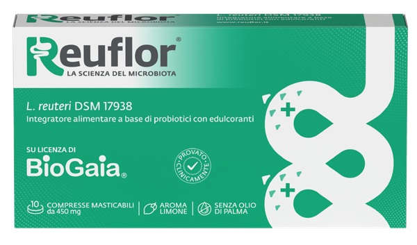 REUFLOR 10 COMPRESSE MASTICABILI AROMA LIMONE - Farmacia Puddu Baire S.r.l.