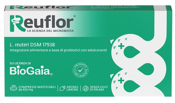 REUFLOR 20 COMPRESSE MASTICABILI AROMA LIMONE - Farmacia Puddu Baire S.r.l.