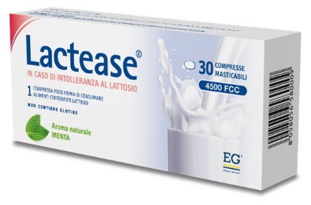 LACTEASE 4500 FCC AROMA MENTA 30 COMPRESSE MASTICABILI - Farmacia Puddu Baire S.r.l.