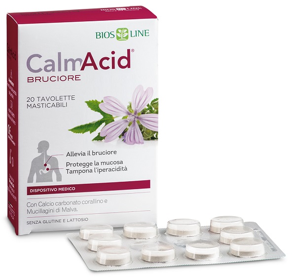 BIOSLINE CALMACID BRUCIORE 20 TAVOLETTE MASTICABILI - Farmacia Puddu Baire S.r.l.