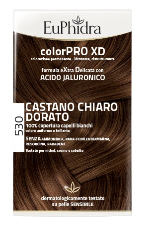 EUPHIDRA COLORPRO XD 530 CASTANO CHIARO DORATO GEL COLORANTE CAPELLI IN FLACONE + ATTIVANTE + BALSAMO + GUANTI - Farmacia Puddu Baire S.r.l.