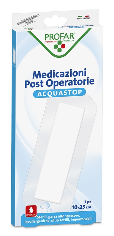 ACQUASTOP MEDICAZIONE POST OPERATORIA PROFAR MED 10X25 CM 3 PEZZI - Farmacia Puddu Baire S.r.l.