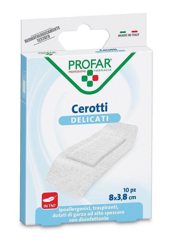 CEROTTO TESSUTO NON TESSUTO DELICATO SUPER 8X3,8 CM 10 PEZZI PROFAR - Farmacia Puddu Baire S.r.l.