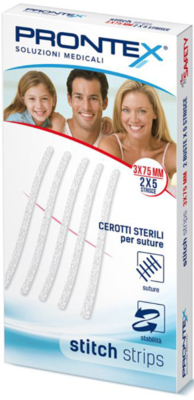 PRONTEX STITCH STRIPS 3X75 10 PEZZI - Farmacia Puddu Baire S.r.l.