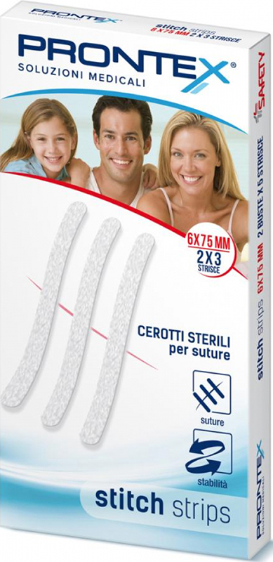 PRONTEX STITCH STRIPS 6X75 10 PEZZI - Farmacia Puddu Baire S.r.l.