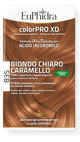 EUPHIDRA COLORPRO GEL COLORANTE CAPELLI XD 835 CARAMELLO 50 ML + ATTIVANTE + BALSAMO + GUANTI - Farmacia Puddu Baire S.r.l.