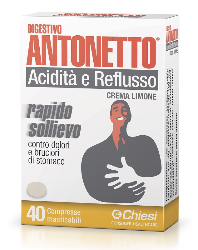 DIGESTIVO ANTONETTO ACIDITA' E REFLUSSO CREMA AL LIMONE 40 COMPRESSE MASTICABILI - Farmacia Puddu Baire S.r.l.