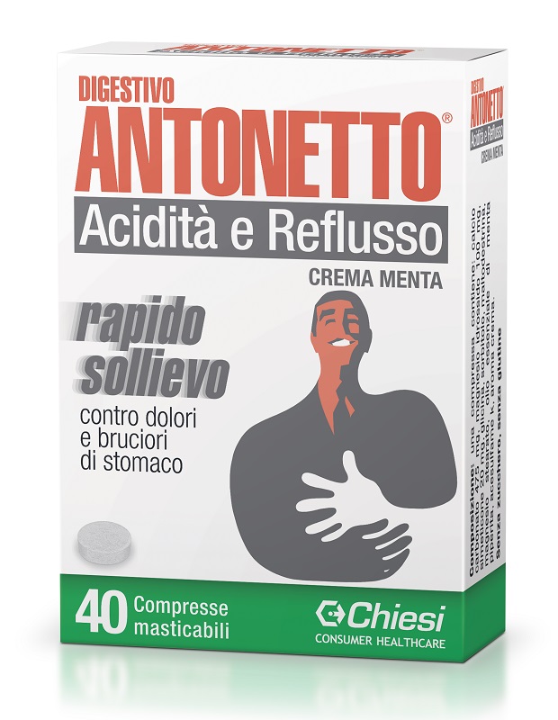 DIGESTIVO ANTONETTO ACIDITA' E REFLUSSO CREMA ALLA MENTA 40 COMPRESSE MASTICABILI - Farmacia Puddu Baire S.r.l.