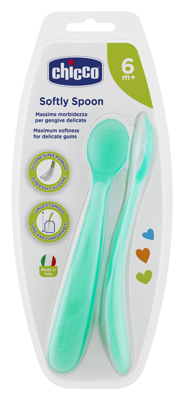 CHICCO CUCCHIAIO SILICONE MASCHILE BI PACK 6M+ - Farmacia Puddu Baire S.r.l.