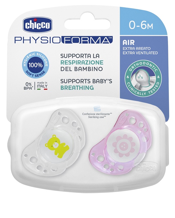 CHICCO SUCCHICCO AIR GIRL SILICONE 0-6 MESI 2 PEZZI - Farmacia Puddu Baire S.r.l.