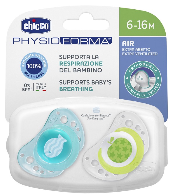 CHICCO SUCCHIETTO AIR BOY IN SILICONE 6-16 MESI 2 PEZZI - Farmacia Puddu Baire S.r.l.