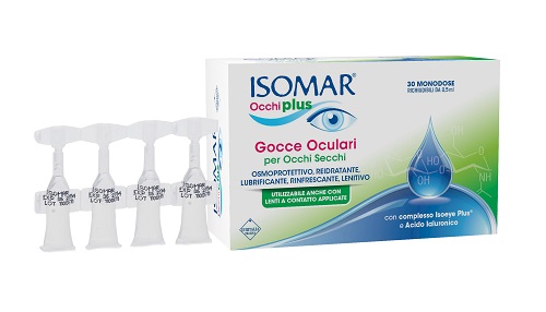 ISOMAR OCCHI PLUS GOCCE OCULARI PER OCCHI SECCHI ALL'ACIDO IALURONICO 0,25% 30 FLACONCINI MONODOSE - Farmacia Puddu Baire S.r.l.