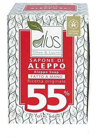 ALUS OLIVE & LAUREL SAPONE DI ALEPPO FATTO A MANO 55% 200 G - Farmacia Puddu Baire S.r.l.