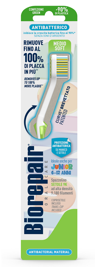 BIOREPAIR ORAL CARE SPAZZOLINO ANTIBATTERICO JUNIOR 6-12 ANNI PIU' COMFORT SETOLE MEDIO SOFT - Farmacia Puddu Baire S.r.l.
