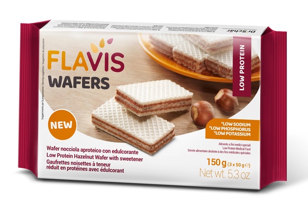 FLAVIS WAFERS NOCCIOLA APROTEICO 3 PORZIONI DA 50 G - Farmacia Puddu Baire S.r.l.
