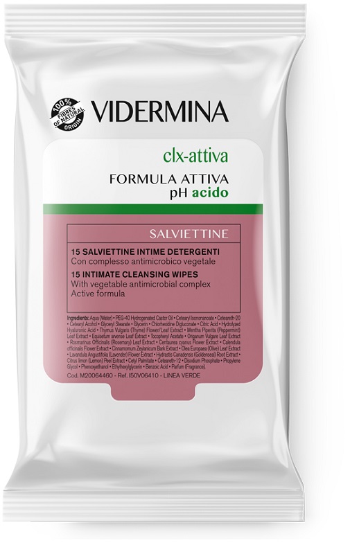 VIDERMINA CLX ATTIVA 15 SALVIETTE INTIME DETERGENTI - Farmacia Puddu Baire S.r.l.