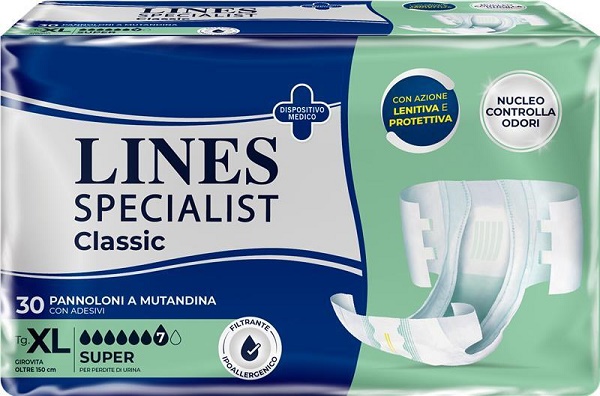 PANNOLONE A MUTANDA LINES SPECIALIST CLASSIC SUPER PM XL 30 PEZZI - Farmacia Puddu Baire S.r.l.