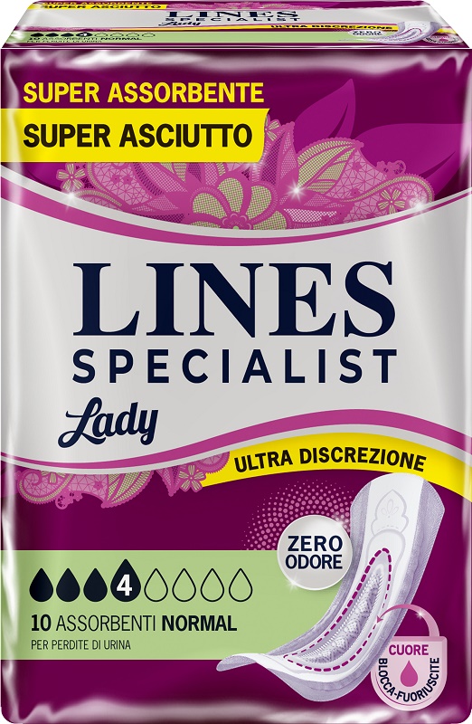 ASSORBENTI PER INCONTINENZA LINES SPECIALIST LADY NORMAL 10 PEZZI - Farmacia Puddu Baire S.r.l.