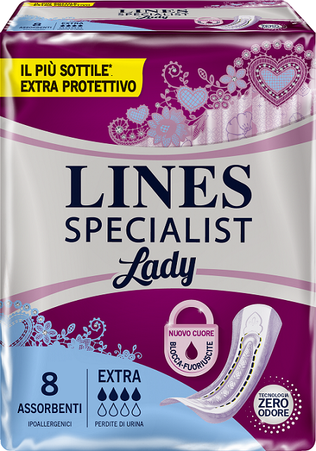 ASSORBENTI LINES SPECIALIST LADY EXTRA IPOALLERGENICI 8 PEZZI - Farmacia Puddu Baire S.r.l.