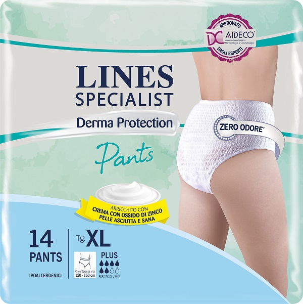 PANNOLONE PER INCONTINENZA LINES SPECIALIST DERMA PANTS PLUS XL 14 PEZZI - Farmacia Puddu Baire S.r.l.
